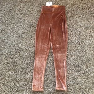 Missguided Pants - Missguided Velvet Copper Legging Tights Missguided Pants - Missguided Velvet Copper Legging Tights